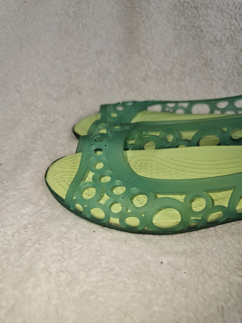 Crocs Adrina Womens 8 Green Jelly Shoe Peep Toe Flats Waterproof. - Picture 2 of 13